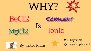 BeCl2 is covalent while MgCl2 is ionicwhyeasytrick education EnglishHindi [upl. by Rafael]