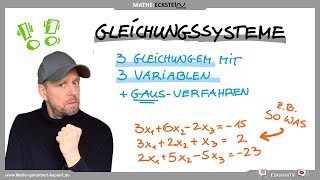 Gleichungssysteme  3 Gleichungen mit 3 Variablen GaußVerfahren [upl. by Atibat348]