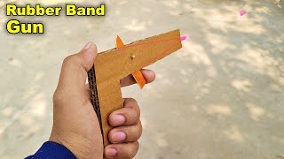 Rubber Band Gun Made With Cardboard  Simple and Easy [upl. by Ilenay345]