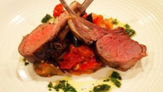 Roasted rack of lamb with ratatouille and mint persillade recipe [upl. by Aytac605]