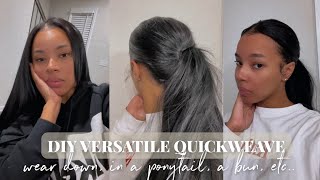 HOW TO EXTREMELY VERSATILE QUICKWEAVE W LEAVE OUT CAN PUT IN BUN PONYTAIL ETC [upl. by Idalla]