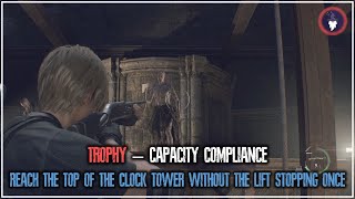 RESIDENT EVIL 4 REMAKE  TROPHY CAPACITY COMPLIANCE KILL ALL ENEMIES BEFORE THEY STEP ON THE LIFT [upl. by Bentlee]