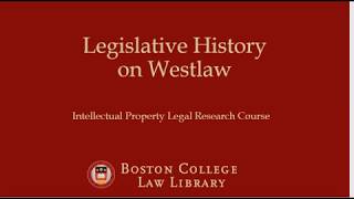 Federal Legislative History on Westlaw [upl. by Strage]