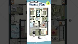 30’× 45’ House Plan with Car Parking 30 by 45 Home Plan 3045 House Plan East Facing 3BHK Home [upl. by Reckford]