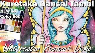 New Kuretake Gansai Tambi Watercolor Review 48 Color Set Affordable Gift Beginner Artist [upl. by Concettina]