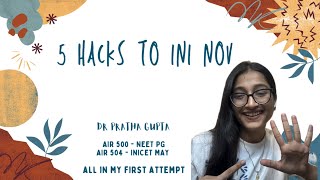 5 HACKS TO CRACK INICET NOVEMBER   DR PRATHA GUPTA  AIR 500 NEET PG  AIR 504 INICET [upl. by Holly443]