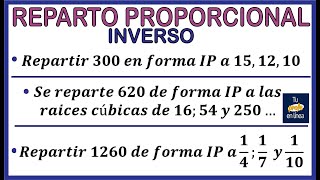 REPARTO PROPORCIONAL SIMPLE INVERSO [upl. by Gallager969]