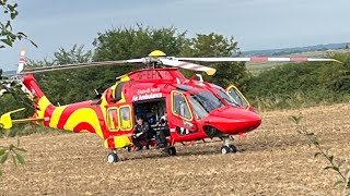 Full Air Ambulance AW169 StartUp Taking off in Essex at a Field [upl. by Canty]