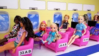 Airplane  Elsa and Anna toddlers in Barbie’s plane  vacation trip [upl. by Anitsugua355]