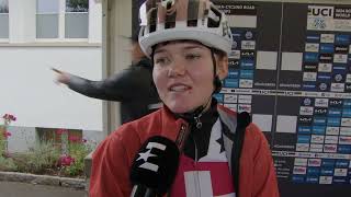 Noemi Rüegg  Interview at the start  World Championships Road Race Zürich 2024 [upl. by Assirhc]