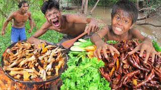 Primitive Technology Cocking Chicken Legs At Lake Yummy InJugle [upl. by Reo]