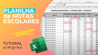 Como fazer PLANILHA de NOTAS ESCOLARES tutorial simples [upl. by Westerfield]