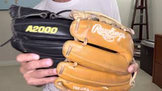 Rawlings Heart of the Hide HoH vs Wilson A2000 Baseball Gloves [upl. by Gnok]