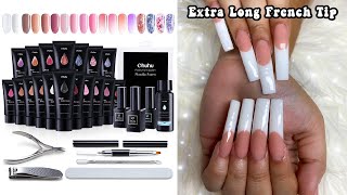 EXTRA LONG FRENCH POLYGEL SET VERY AFFORDABLE HUGE POLYGEL KIT  Nail Tutorial For Beginners [upl. by Hubbard260]