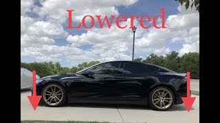 Lowering Tesla Model S equipped with Coilovers with lowering Springs NonMonetized [upl. by Eeroc]