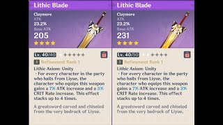 Lithic Blade weapon appearance base vs ascended in Genshin Impact [upl. by Garry475]