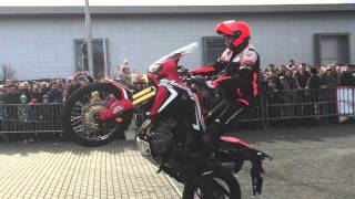 New Honda Africa Twin CRF1000 test drive  stuntride show by Lisak [upl. by Dian]