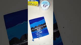 Moonlit night scenery painting tutorial ll painting artshorts [upl. by Etsirk]