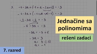 Jednačine sa polinomima rešeni zadaci  matematika za 7 razred [upl. by Stalder]