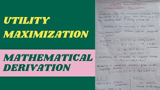 Utility Maximization problem Mathematical DerivationOrdinal utility Maximization [upl. by Mecke]