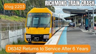 Sydney Trains Vlog 2203 Richmond Train Crash Car D6342 Returns to Service After More Than 6 Years [upl. by Oironoh58]