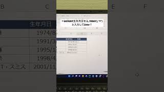Excelで年齢を自動で出す方法！shorts [upl. by Enniroc378]