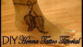 DIY Henna Tattoo Tutorial │ Feather Ankle Bracelet │ Boho Inspired [upl. by Smaoht]