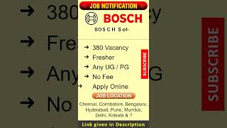 IT JOB  BOSCH Global Software Technologies  Recruitment 2024  Chennai Coimbatore  in Tamil [upl. by Yeltsew936]