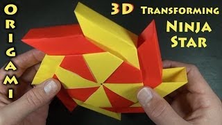 Origami 3D Transforming Ninja Star designed by Ray Bolt [upl. by Llenyr]