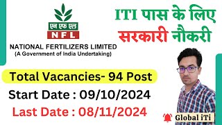 ITI Sarkari Naukri 2024  National Fertilizers Limited Recruitment 2024 [upl. by Thorn]