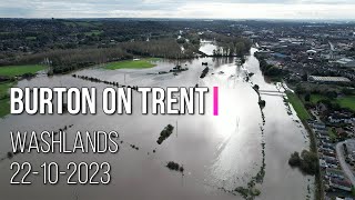 Burton On Trent  Washlands flood  22102023  Mavic Air2s  FULL HD [upl. by Abisha616]