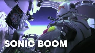 Felix Baumgartners sonic boom captured from the ground [upl. by Aihsa434]