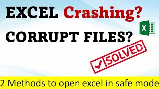 Excel Crashing 2 methods to open excel in safe mode [upl. by Mihalco]