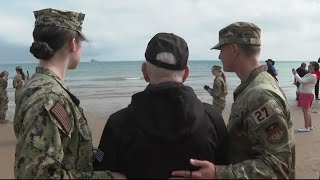 WWII veterans return to beaches of Normandy for 80th anniversary of DDay [upl. by Terrab]