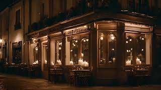 Cozy French Bistro at Night with Candlelight  HighQuality 4K Relaxing Ambience  Piano [upl. by Yentyrb515]