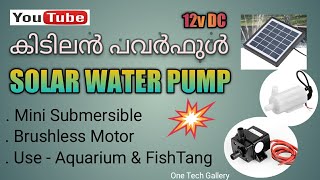 Solar Submersible Water PumpAquariumampFish tangMalayalam സോളാർ വാട്ടർ പമ്പ് [upl. by Aleta472]