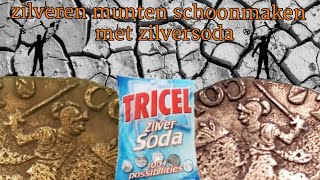 Zilveren munten schoonmaken met zilversoda [upl. by Ytrebil]