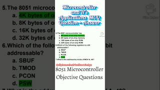 Microcontroller and its Applications important MCQ mcq diploma microcontroller shorts youtube [upl. by Ynohtnanhoj100]