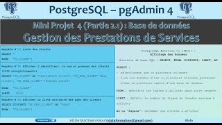 Mini Projet 4 Partie 2  Commandes de base SQL Affichage des données  PostgreSQL 33 [upl. by Auod]