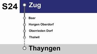 ZVV SBB Ansagen » S24 Zug — Thayngen 2022 Mit Kemptthal auf Englisch  SLBahnen [upl. by Lemcke]