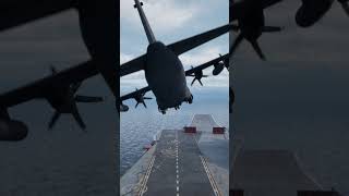 C130 Hercules Soars Over Aircraft Carrier A Spectacular Aerial Display [upl. by Trimmer851]