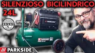 Nuovo compressore silenzioso 68 dB Parkside Lidl da 24L PKSO 24 A1 Bicilindrico Senza olio [upl. by Whatley]