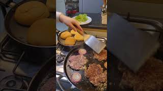 ASMR cooking smash burger 🍔 [upl. by Ozmo]