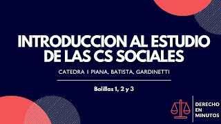 INTRODUCCION AL ESTUDIO DE LAS CS SOCIALES  Bolillas 1 2 y 3  Cátedra 1 [upl. by Enicar]