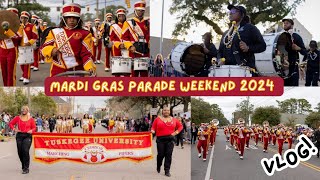 Mardi Gras Parade Weekend 2024 Vlog Dothan amp Mobile Tuskegee Marching Crimson Pipers [upl. by Eustazio]