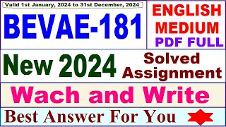 BEVAE 181 solved assignment 2024 in English  bevae 181 solved assignment 202324  bevae181 2024 [upl. by Ytinirt292]