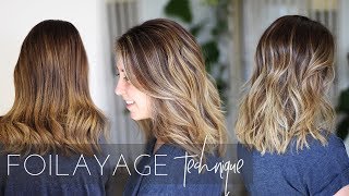 Foilayage Hair Technique  How to Balayage Brunette Hair Easy Tutorial [upl. by Bandler]