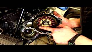 Triumph tiger 955i faulty stator test diagnosis and stator cover removal [upl. by Amadeus]