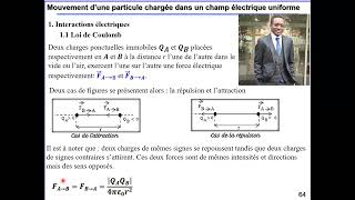 Physique Terminale ChapitreV Mouvement d’une particule chargée dans un champ élélectrique uniforme [upl. by Atiuqihs]