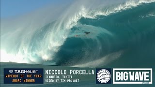 Niccolo Porcella at Teahupoo  2016 TAG Heuer Wipeout Award Winner  WSL Big Wave Awards [upl. by Ayrb]